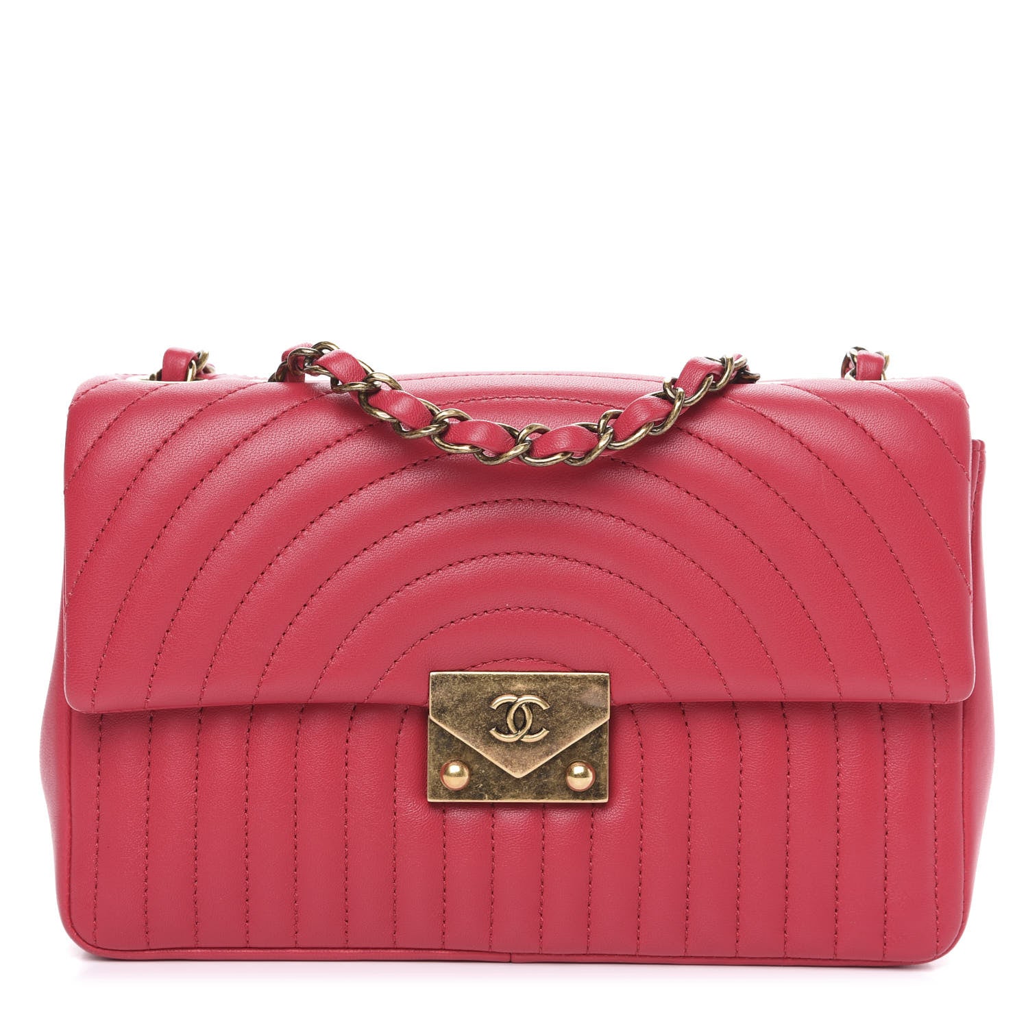 Chanel Lambskin Borse Romane Single Flap Dark Pink 1 of 10