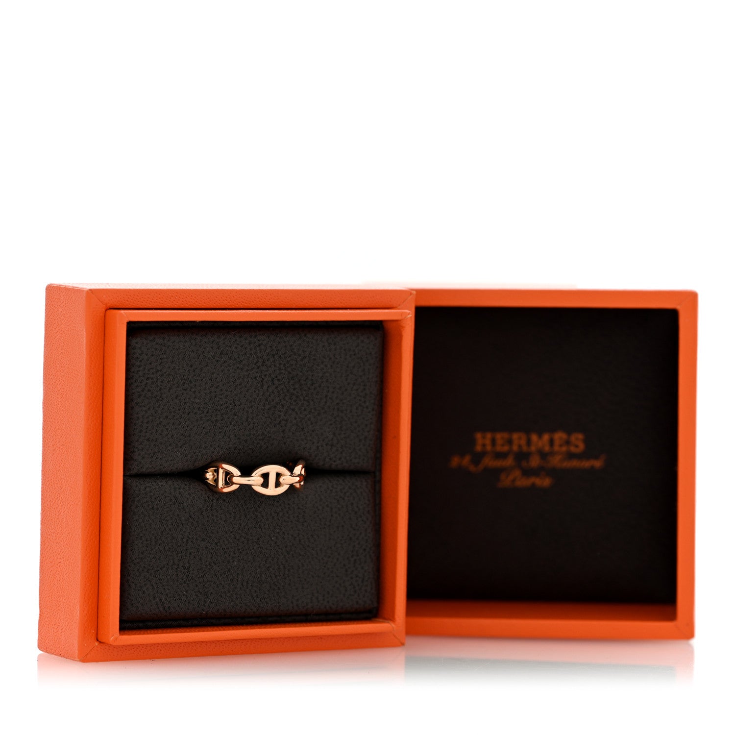 Hermes 18K Rose Gold PM Chaine d'Ancre Enchainee Ring 54 7 5 of 5