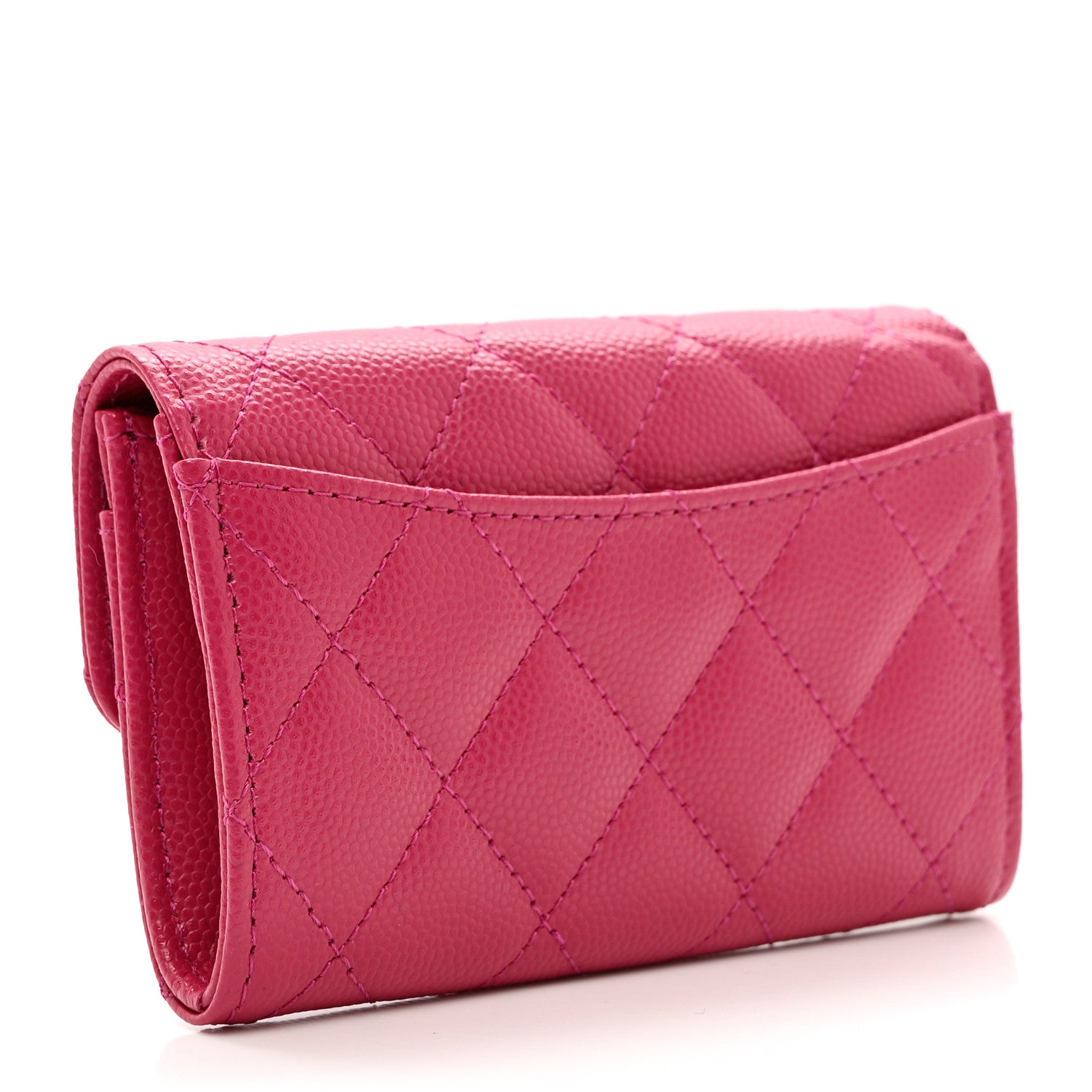 Chanel Caviar Quilted Flap Card Holder Wallet Dark Pink 3 of 9