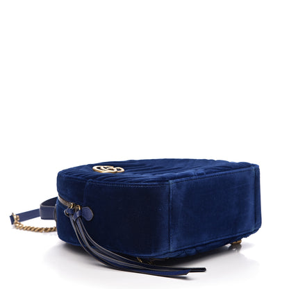 Gucci Velvet Matelasse GG Marmont Dome Backpack Cobalt Blue 3 of 8