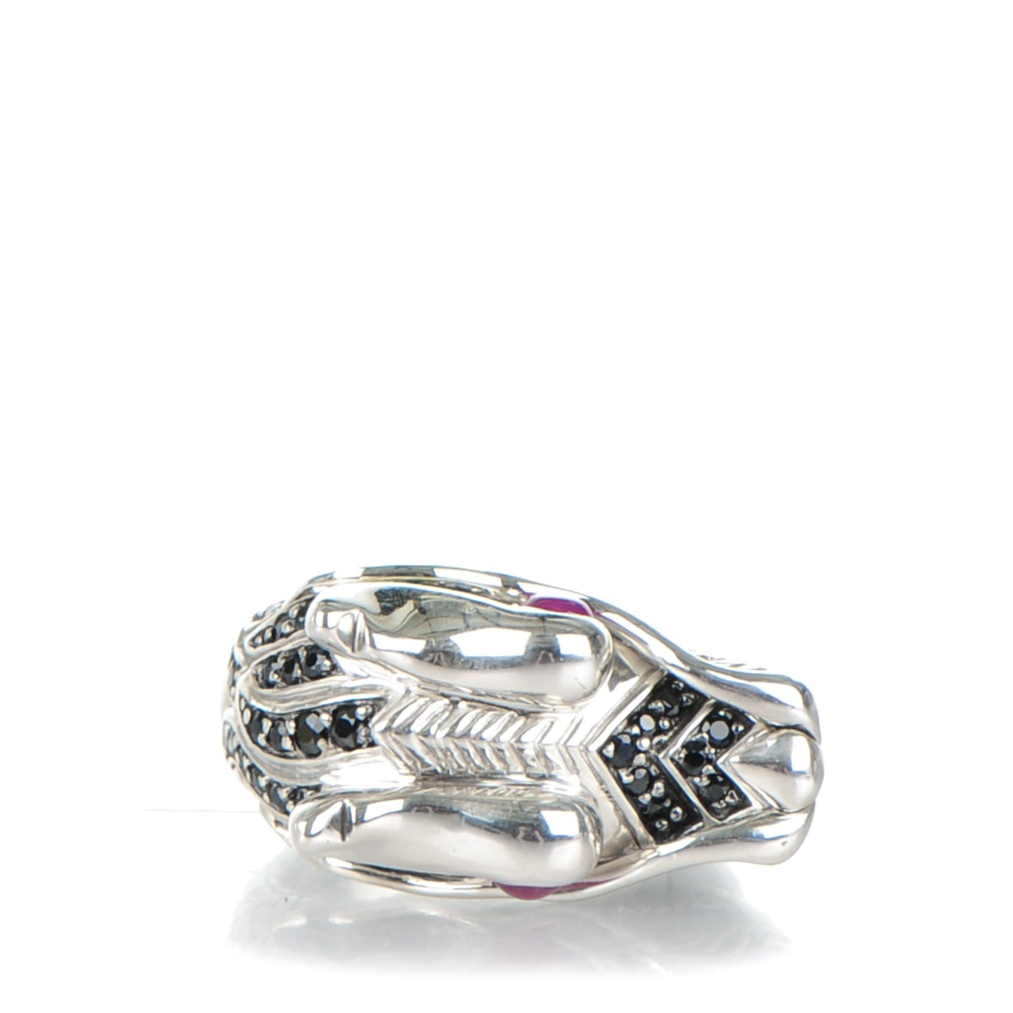 Sterling Silver Ruby Black Sapphire Naga Dragon Head Ring 7