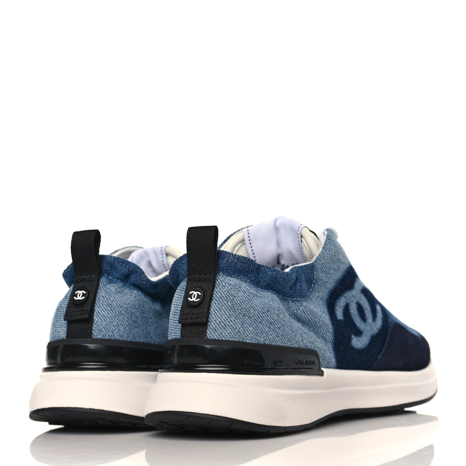 Chanel Denim Suede Calfskin Womens CC Sneakers 36.5 Dark Blue 4 of 7