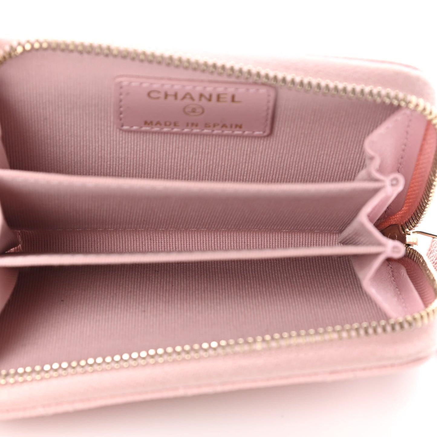 Caviar Quilted Zip Coin Purse Light Pink