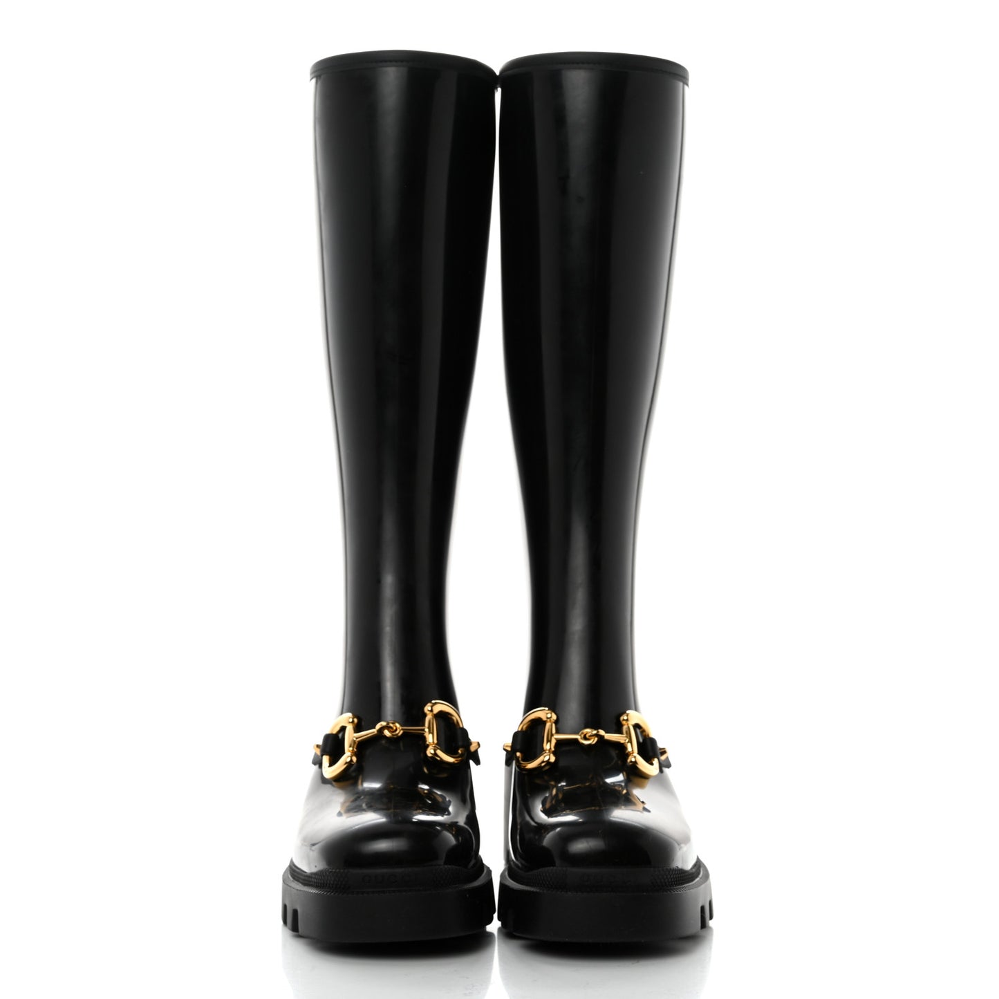 Rubber Horsebit Knee High Boots 38 Black
