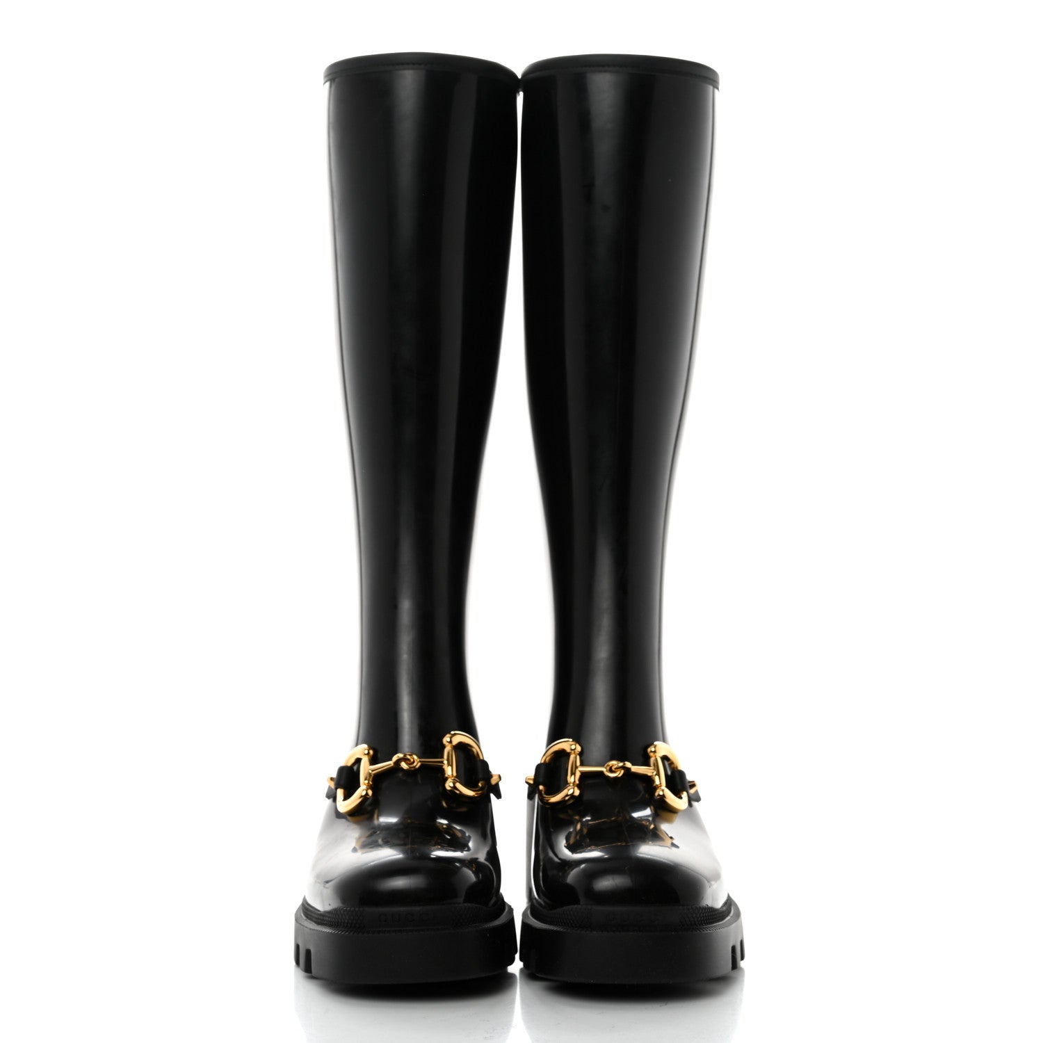 Gucci Rubber Horsebit Knee High Boots 38 Black 2 of 7