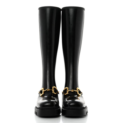 Gucci Rubber Horsebit Knee High Boots 38 Black 2 of 7