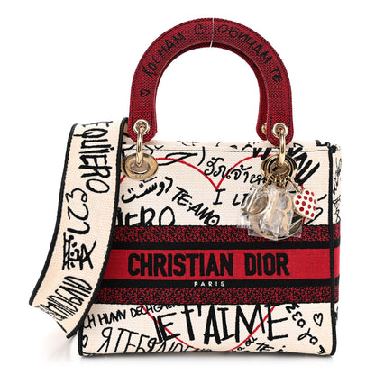 Christian Dior Canvas Medium DiorAmour Graffiti Lady D-Lite Latte 1 of 10