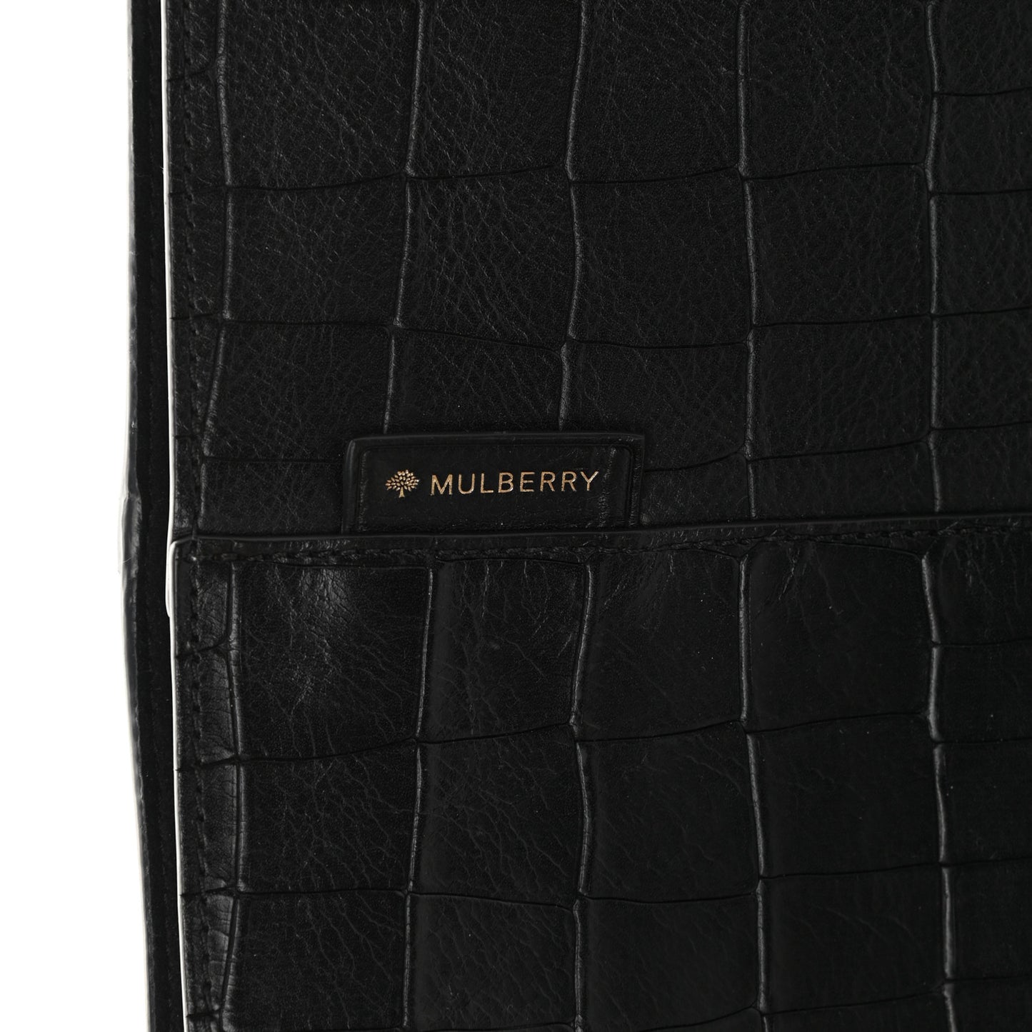 Calfskin Crocodile Embossed Small Kite Bucket Bag Black