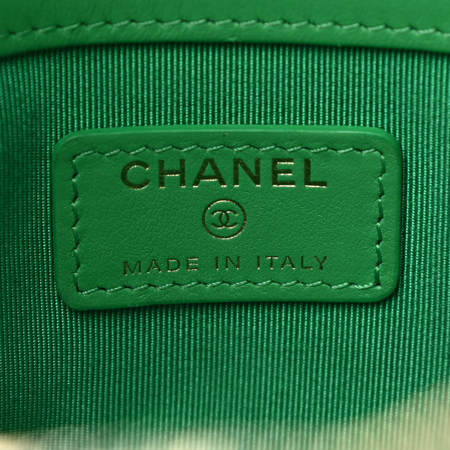 Chanel Shiny Goatskin Quilted Chanel 19 Pouch Green 6 of 15
