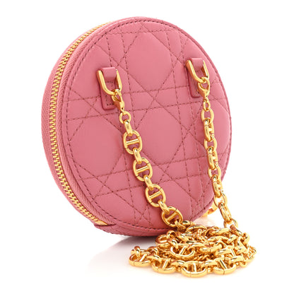 Christian Dior Calfskin Cannage Round Caro Pouch Pink Yarrow 3 of 9