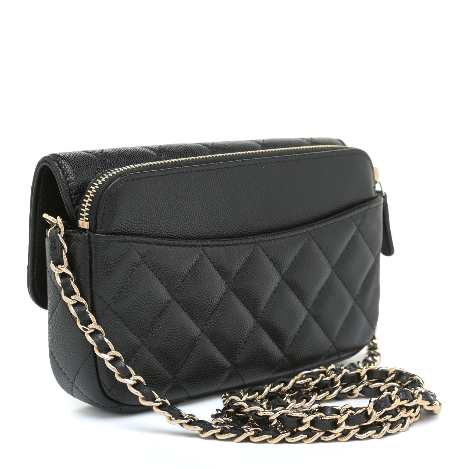 Chanel Caviar Quilted Flap Phone Holder With Chain Black 2 of 13