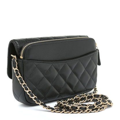 Chanel Caviar Quilted Flap Phone Holder With Chain Black 2 of 13