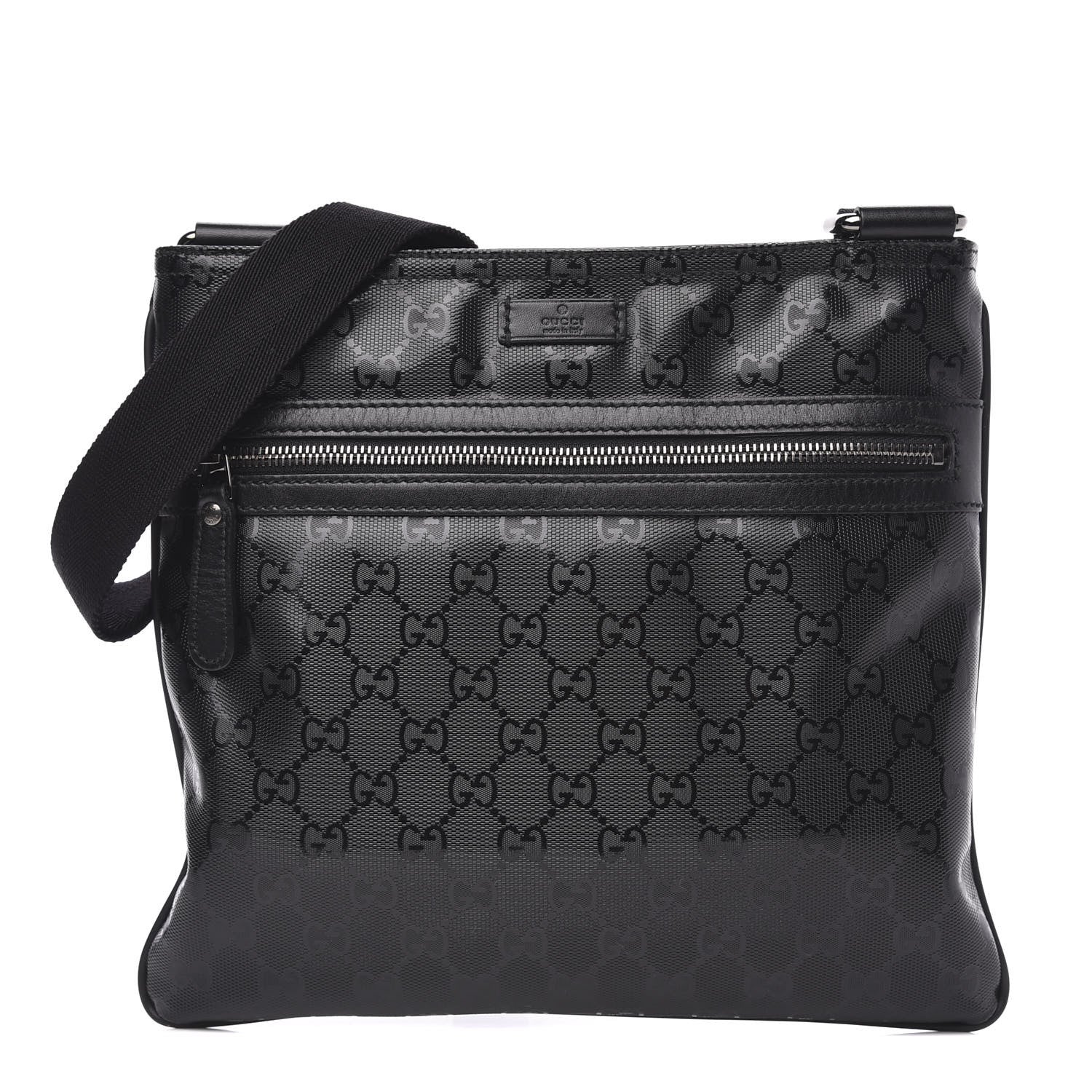 Gucci Imprime Monogram Small Flat Messenger Bag Black 1 of 10