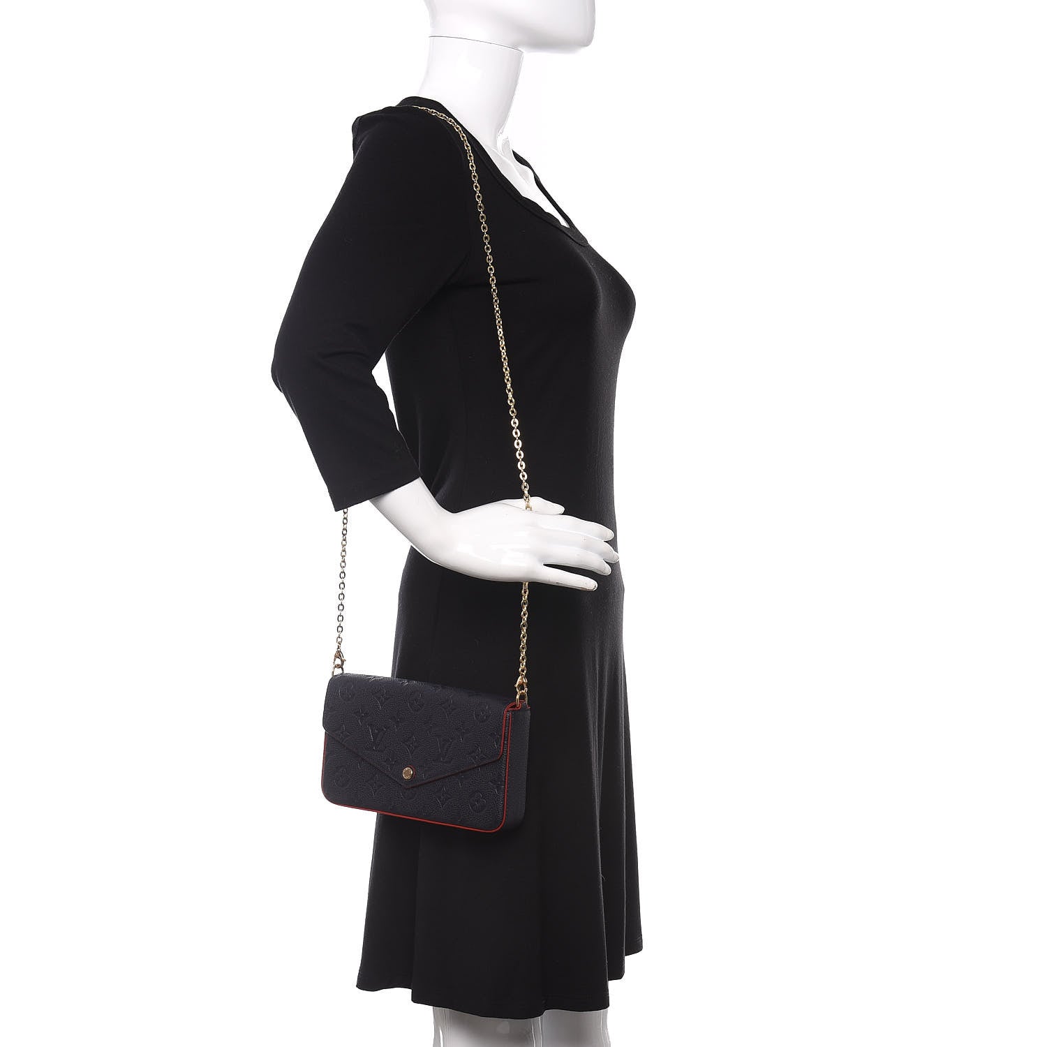 Louis Vuitton Empreinte Pochette Felicie Chain Wallet Marine Rouge 2 of 10