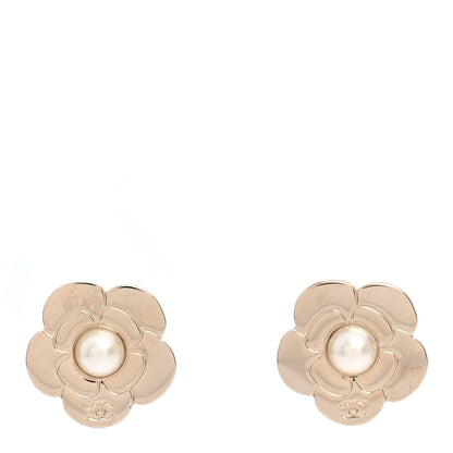 Chanel Pearl CC Camellia Earrings Gold 1 of 5