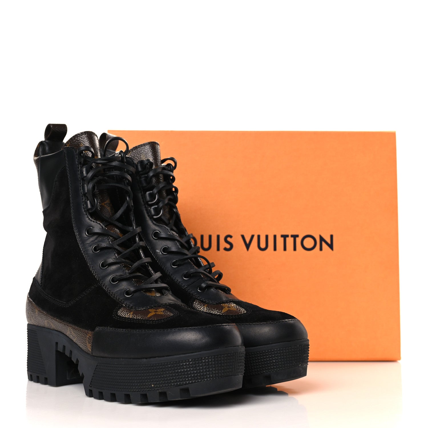 Louis Vuitton Suede Calfskin Monogram Laureate Platform Desert Boots 42 Black 8 of 8
