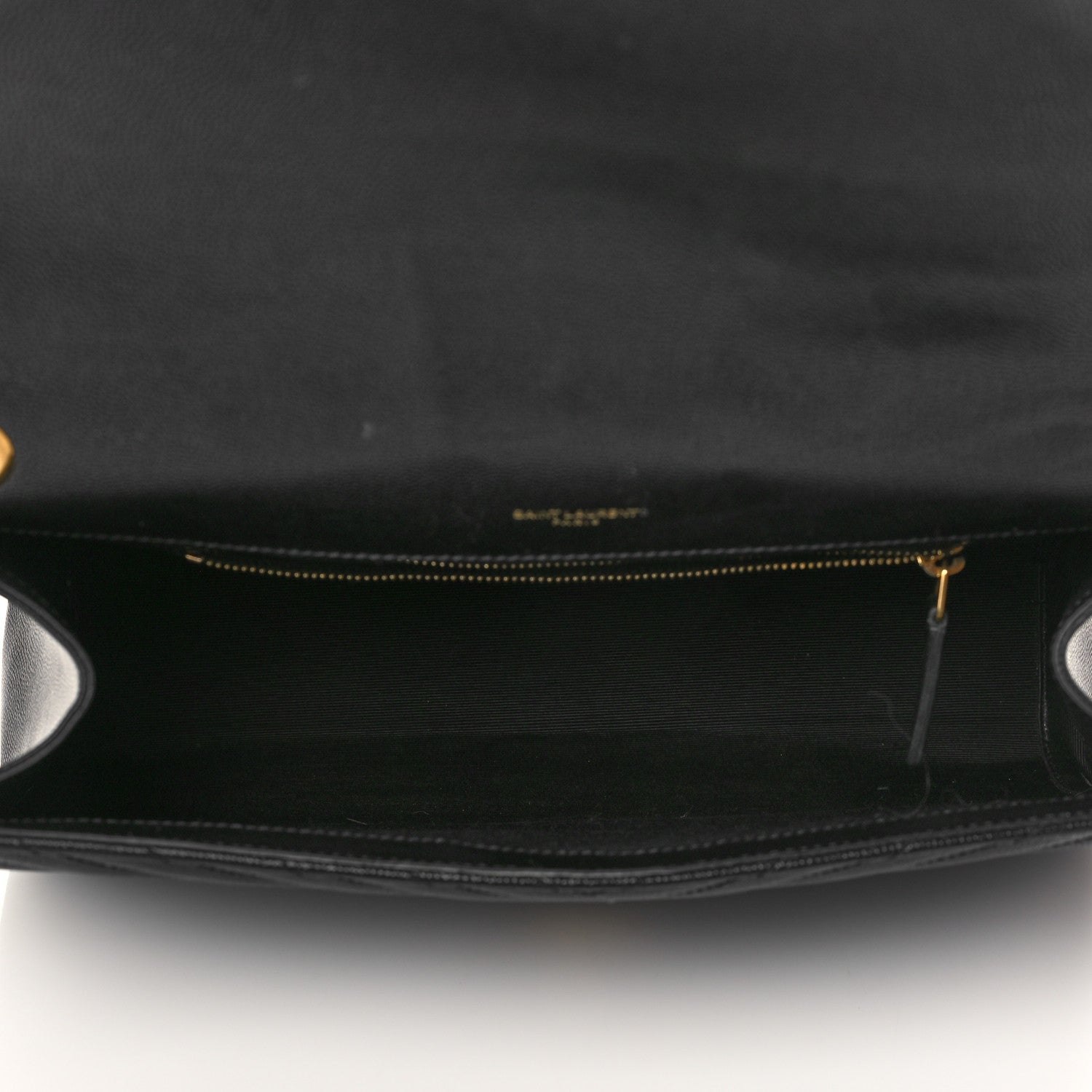 Saint Laurent Grain De Poudre Matelasse Chevron Large Monogram Satchel Black 5 of 6