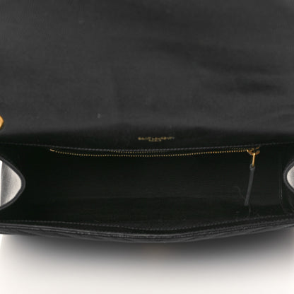 Saint Laurent Grain De Poudre Matelasse Chevron Large Monogram Satchel Black 5 of 6