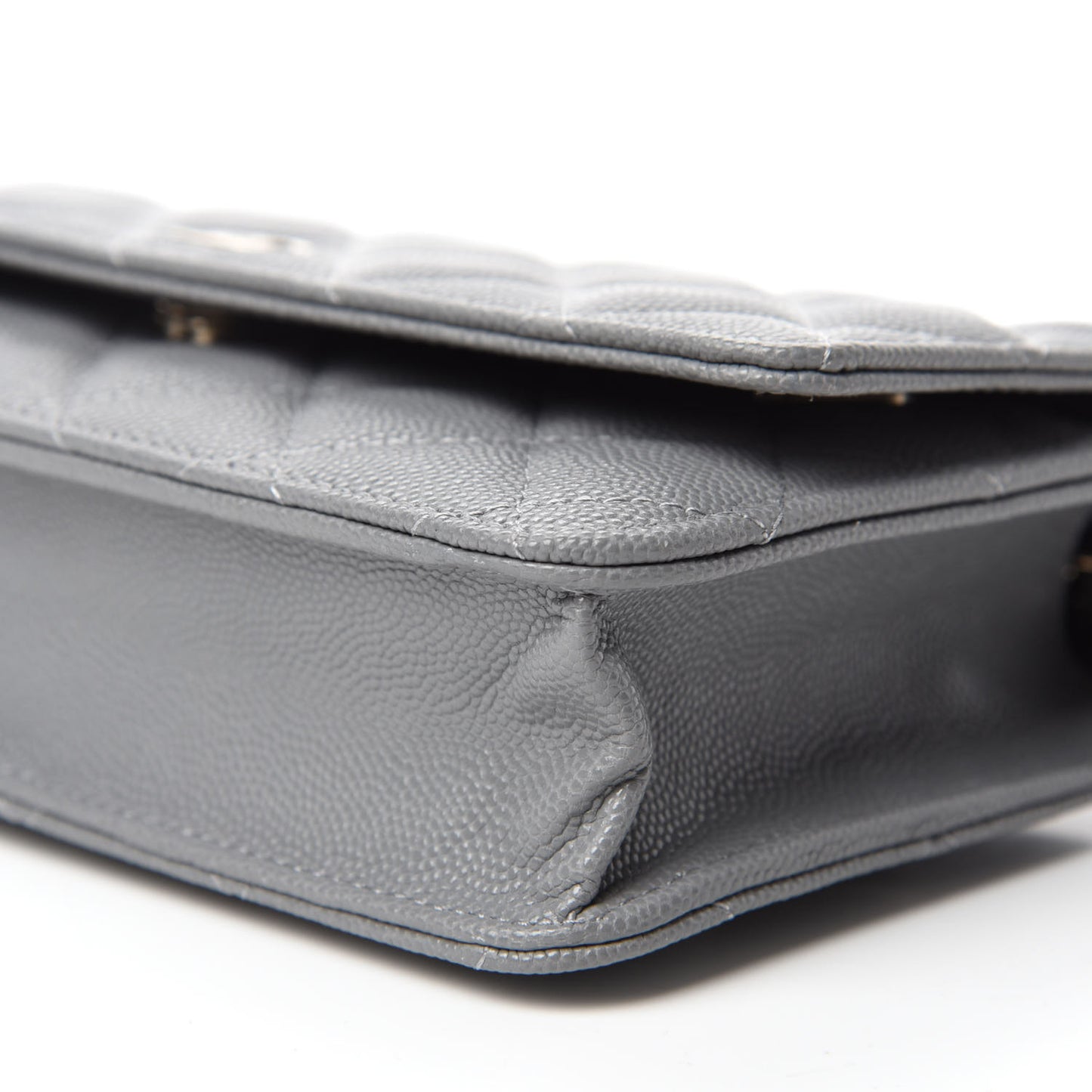 Caviar Quilted Wallet On Chain WOC Grey
