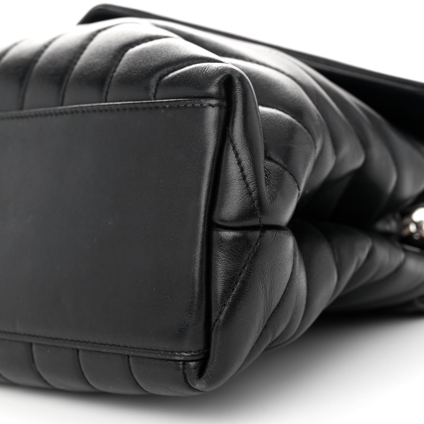 Calfskin Y Quilted Monogram Medium Loulou Chain Satchel Black