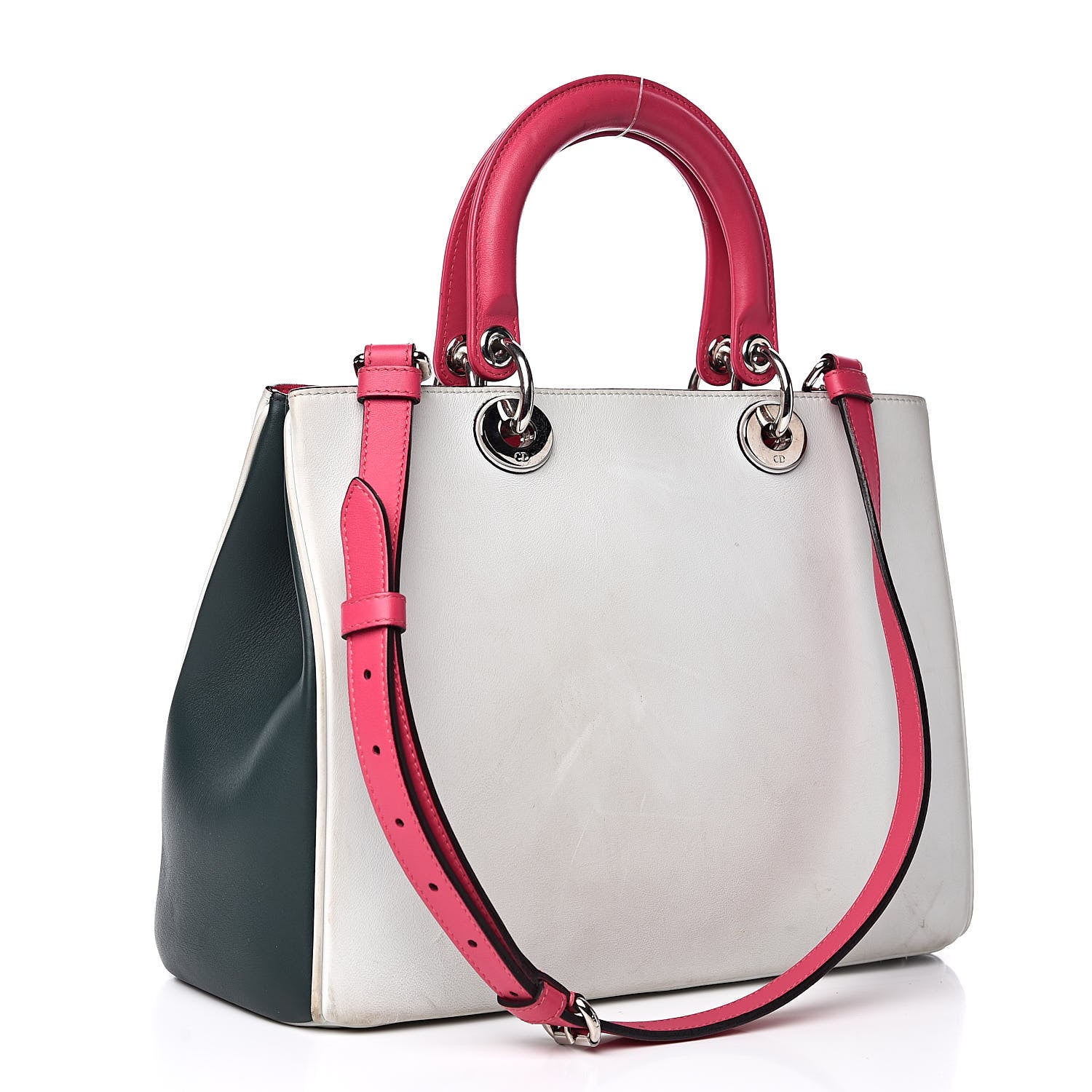 Christian Dior Smooth Calfskin Medium Tri-Color Diorissimo Pink Black Light Blue 3 of 18