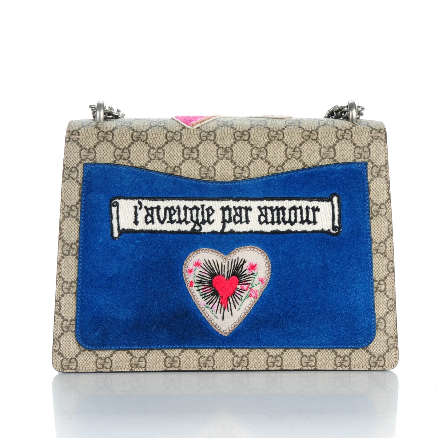 GG Supreme Monogram Embroidered Medium Dionysus Shoulder Bag Blue