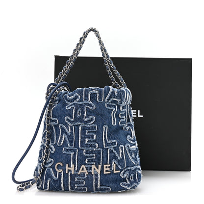 Chanel Washed Denim Logo Embroidered Mini Chanel 22 Blue 11 of 11
