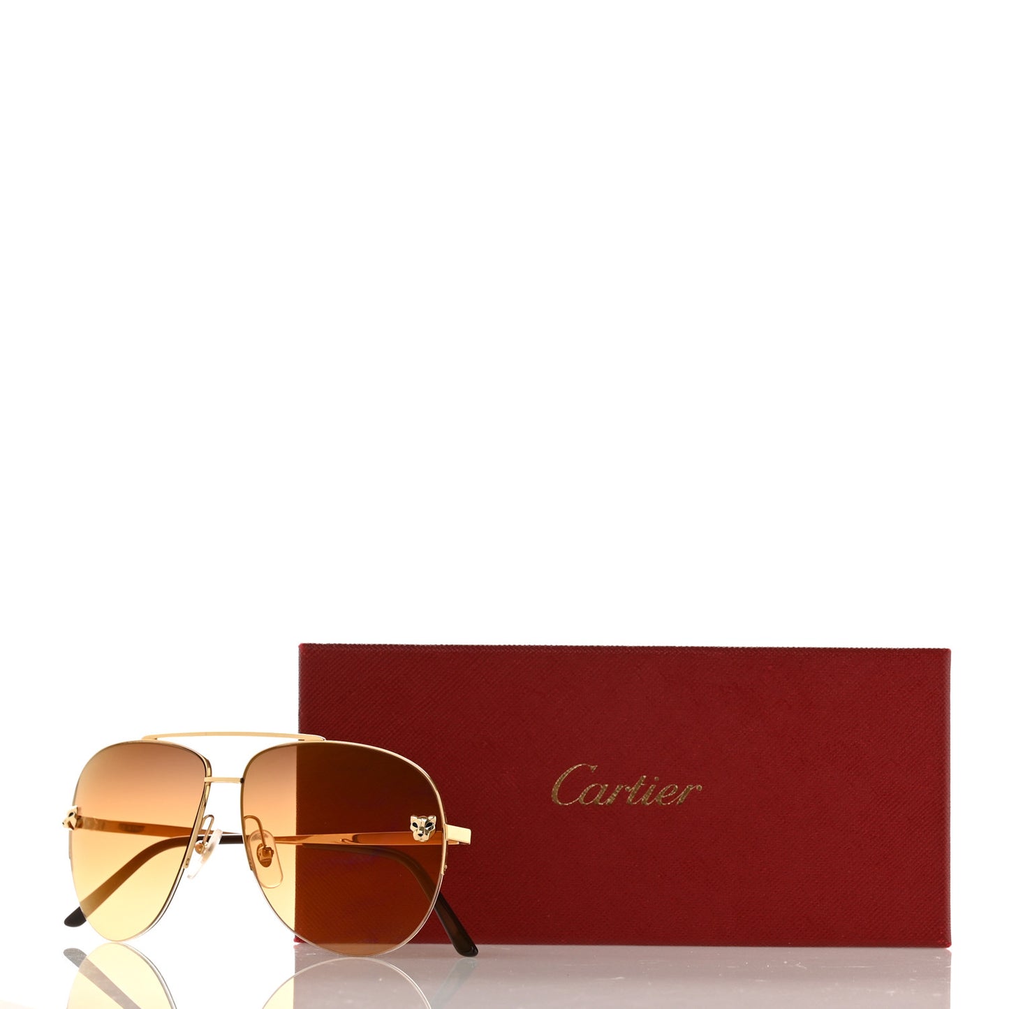Panthere De Cartier Aviator 140 Sunglasses Gold