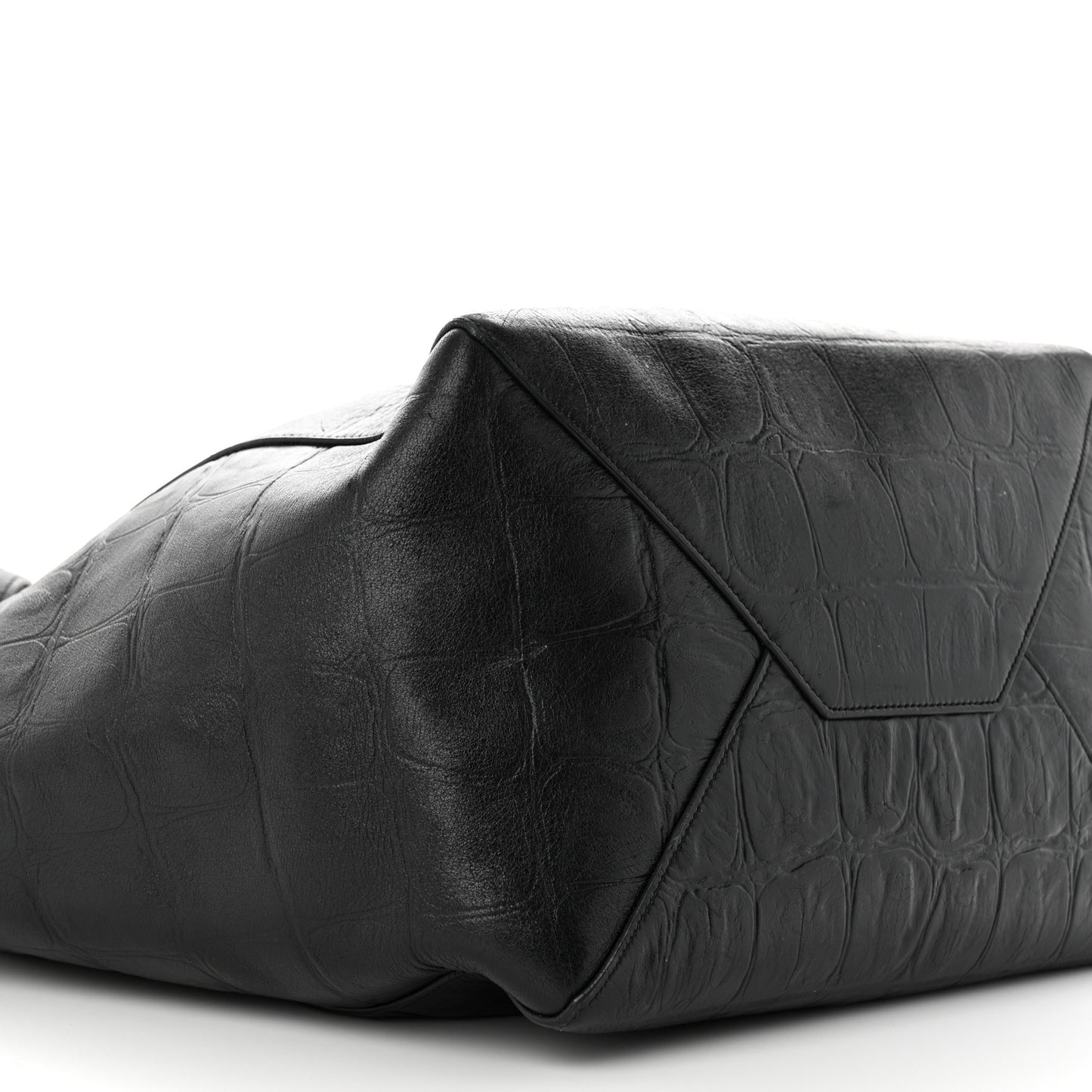 Crocodile Embossed Calfskin Medium Belt Cabas Phantom Black