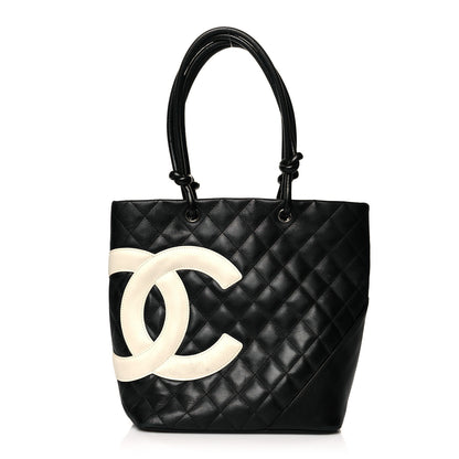 Chanel Calfskin Quilted Medium Cambon Tote Black White 1 of 12