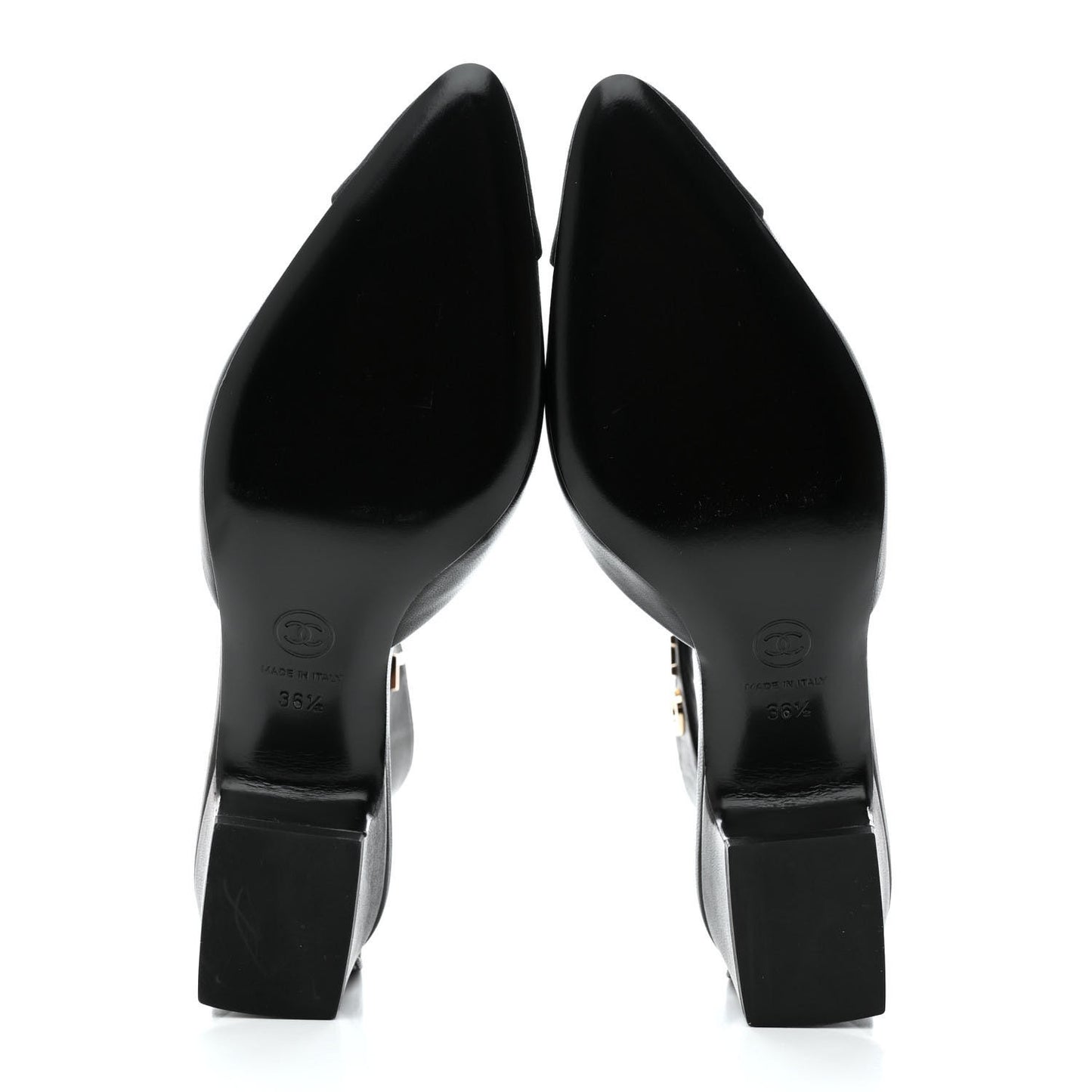 Lambskin Grosgrain Cap Toe Logo Ankle Strap Pumps 36.5 Black