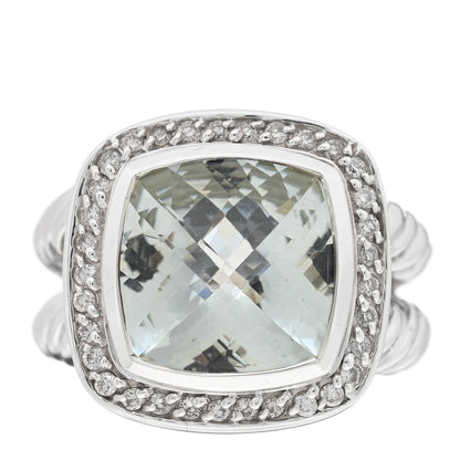 David Yurman Sterling Silver Diamond Prasiolite 11mm Albion Ring 53 6.25 1 of 5