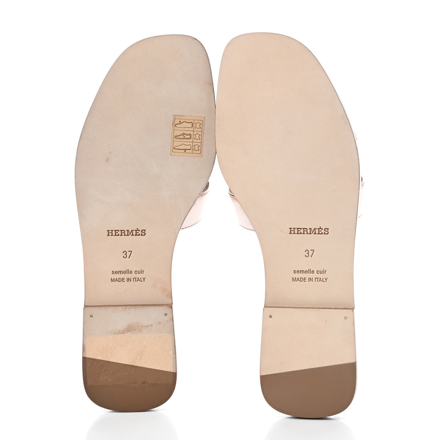 Hermes Metallic Nappa Oran Sandals 37 Rose Dore 6 of 7
