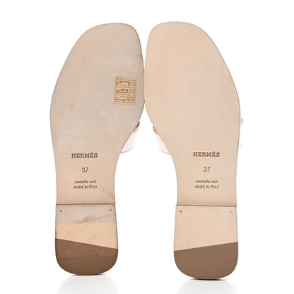 Hermes Metallic Nappa Oran Sandals 37 Rose Dore 6 of 7
