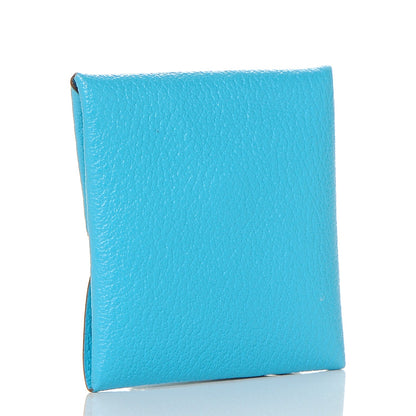 Hermes Chevre Mysore Bastia Coin Purse Bleu Azteque 3 of 6