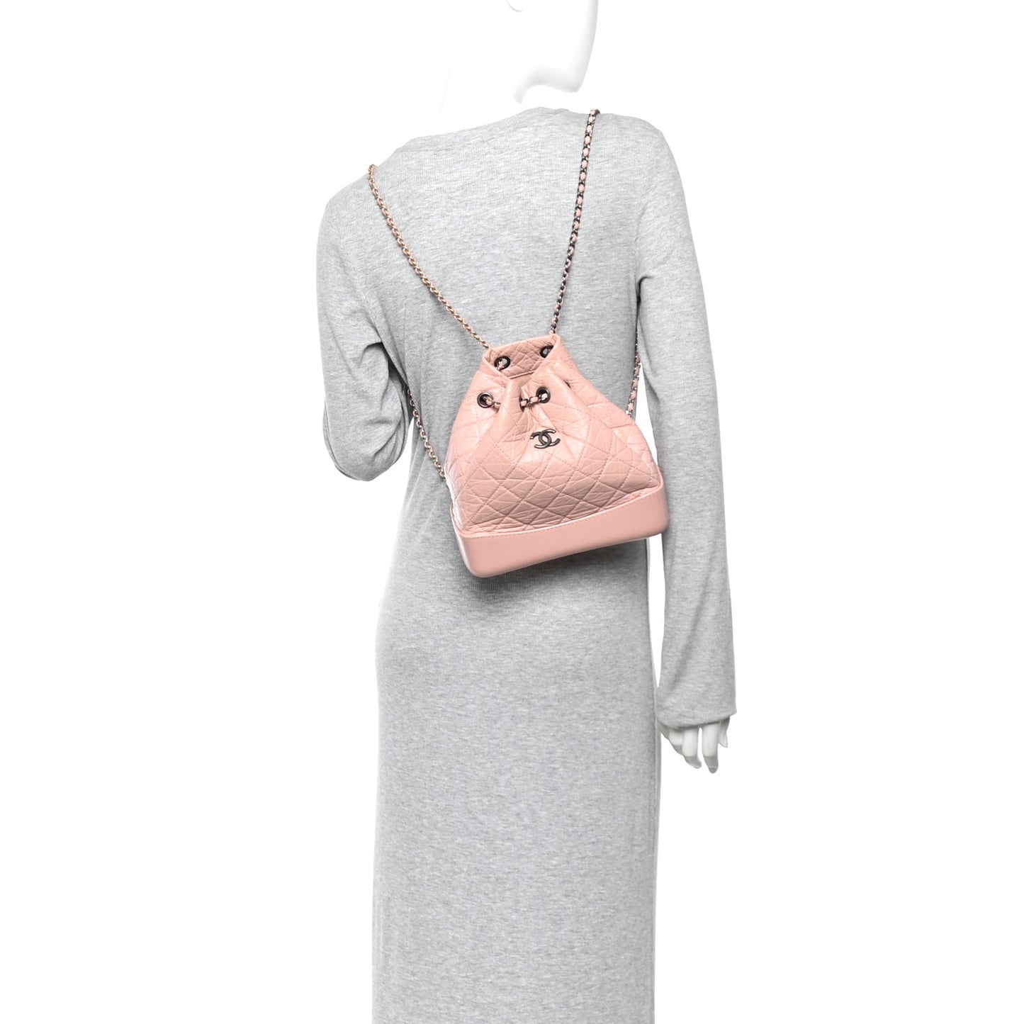 Aged Calfskin Quilted Small Gabrielle Backpack Pink