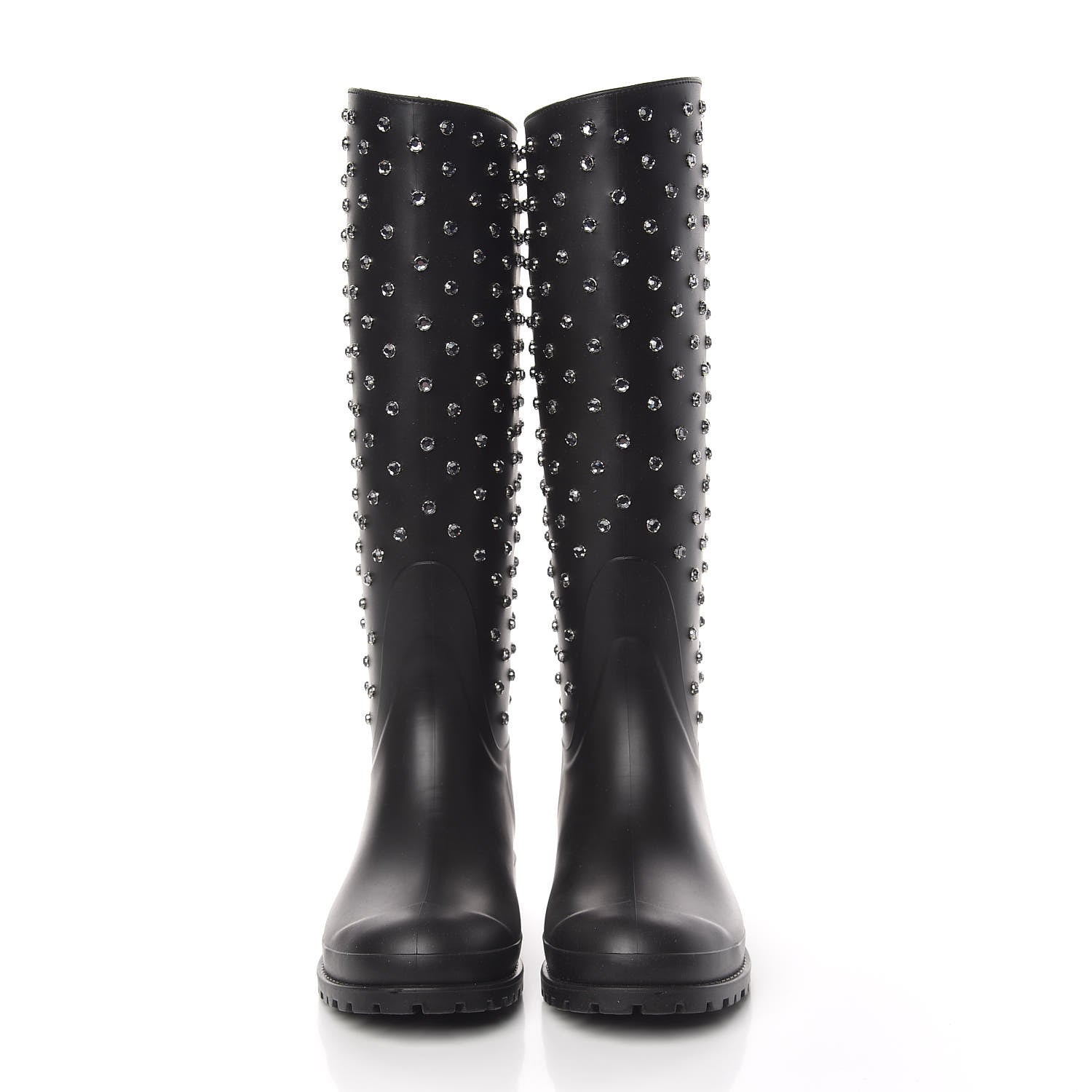 Saint Laurent Rubber Crystal Rain Boots 36 Black 2 of 8