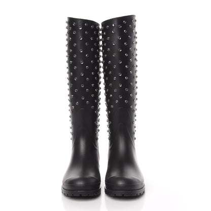 Saint Laurent Rubber Crystal Rain Boots 36 Black 2 of 8