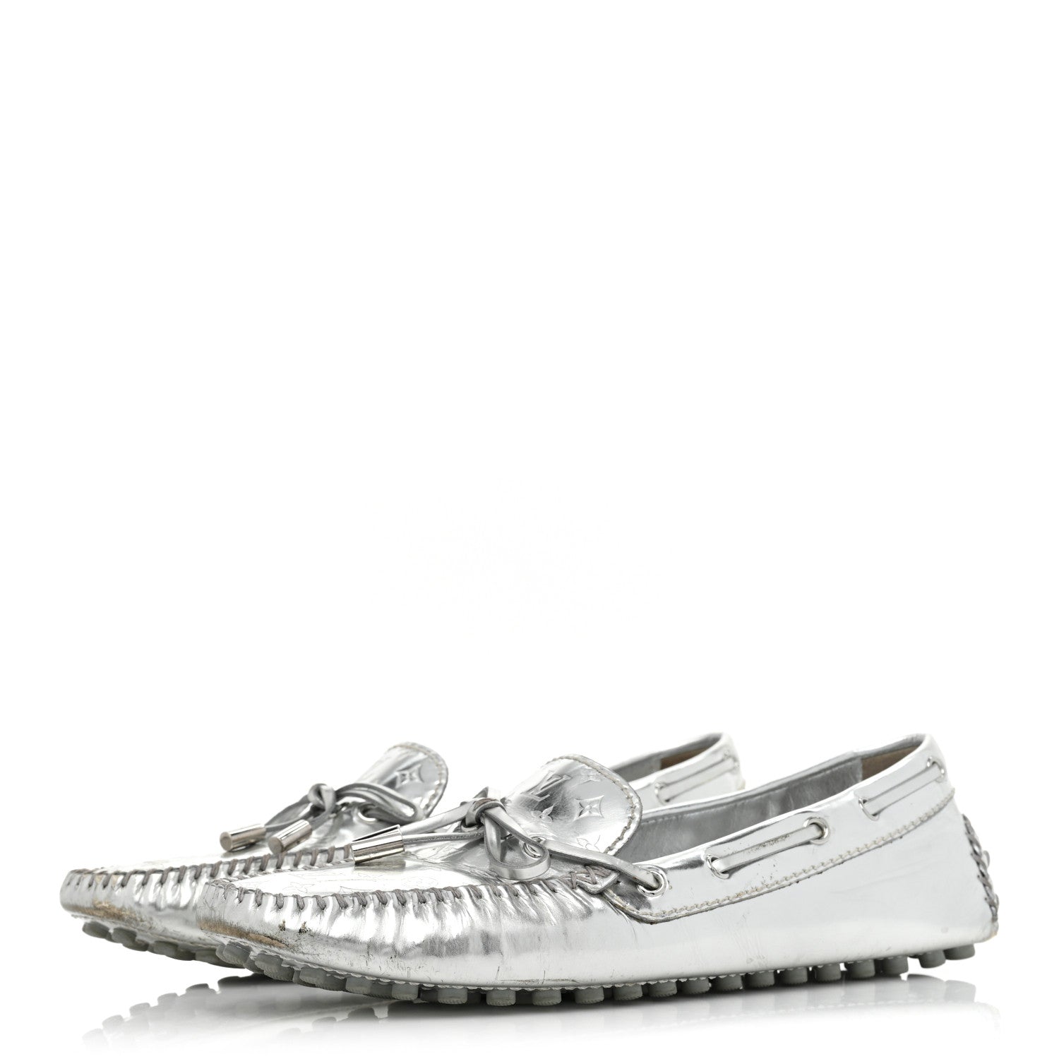 Louis Vuitton Patent Calfskin Monogram Gloria Loafers 38 Silver 3 of 19
