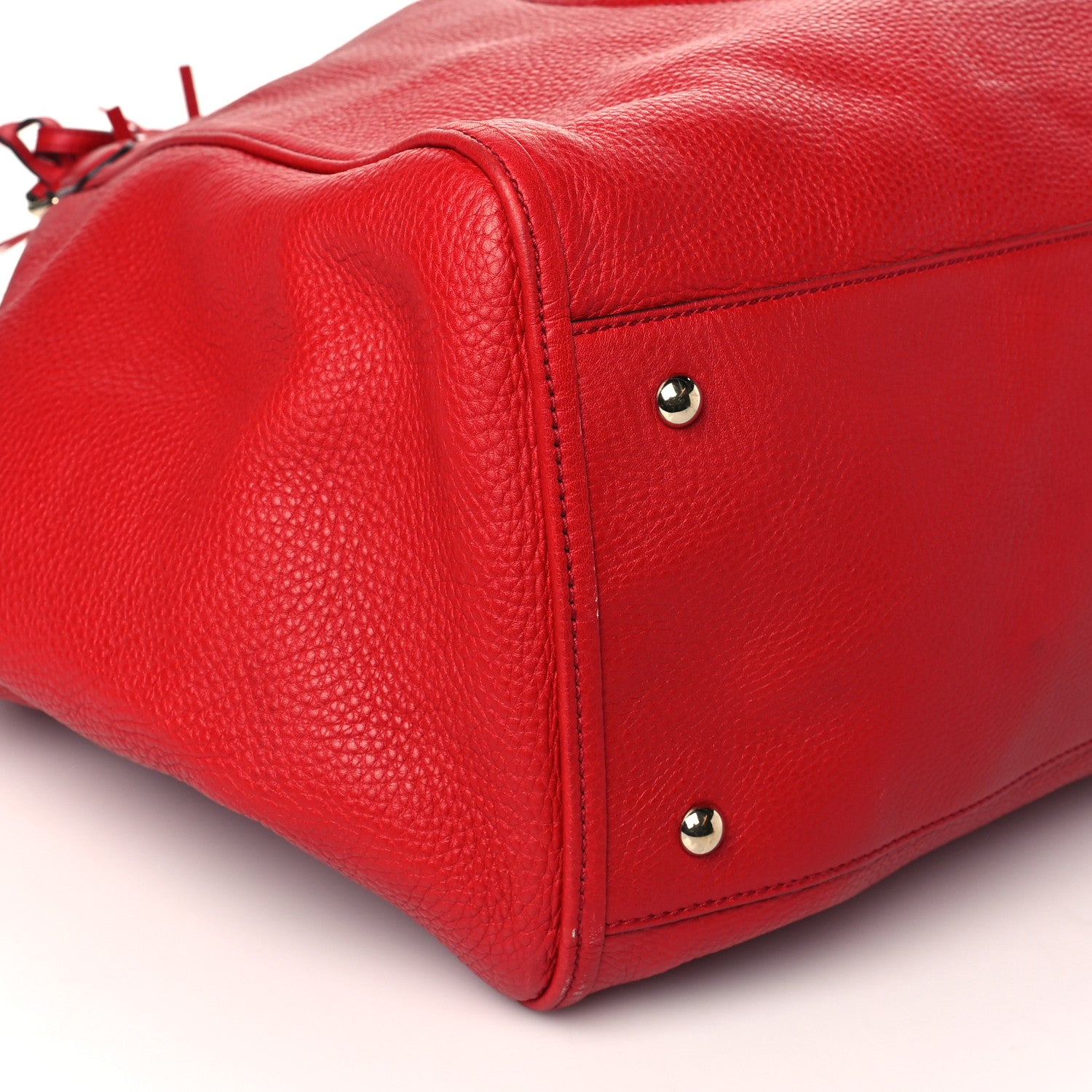 Gucci Pebbled Calfskin Large Soho Shoulder Bag Red 9 of 13