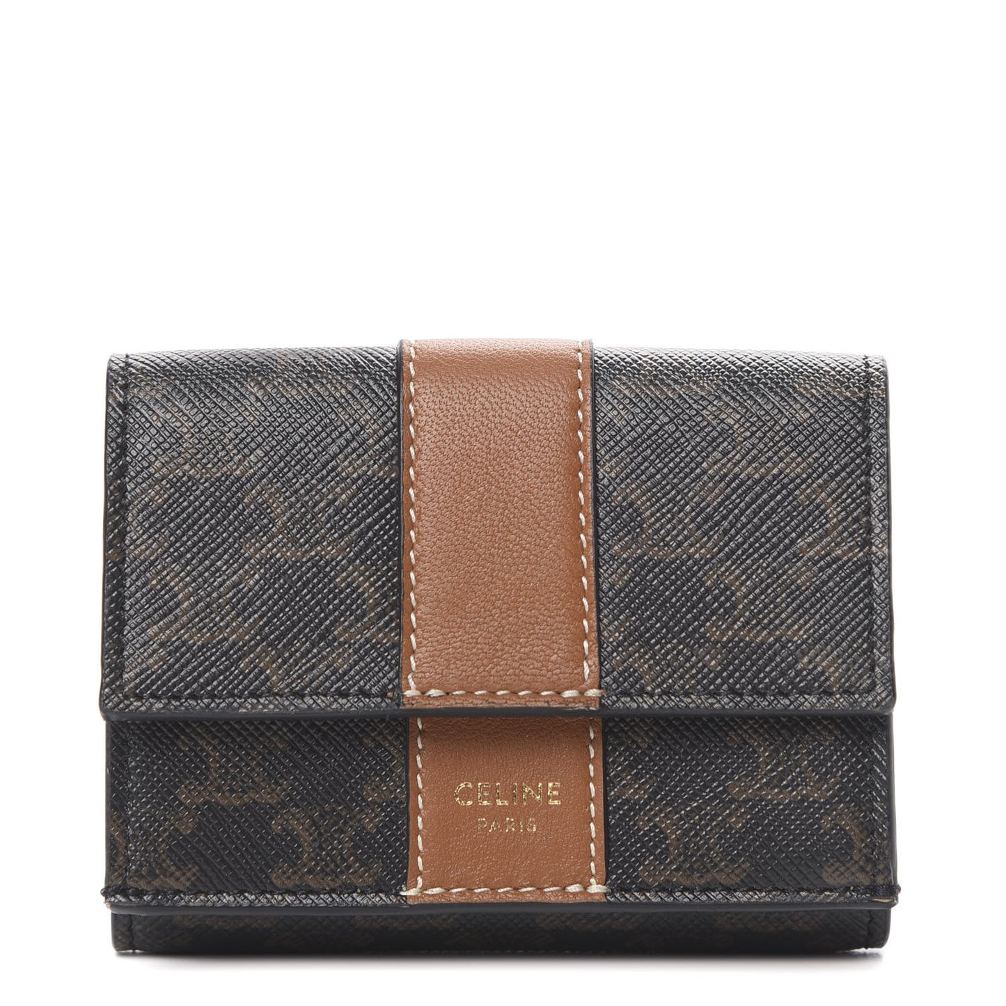 Canvas Triomphe Folded Compact Wallet Tan