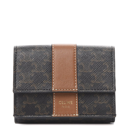 Celine Canvas Triomphe Folded Compact Wallet Tan 1 of 10