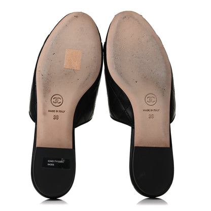 Chanel Kid Suede Quilted Mules 36 Black 7 of 15
