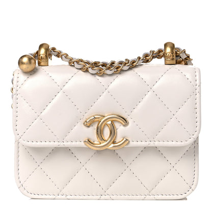 Chanel Calfskin Quilted Perfect Fit Coin Purse With Chain White 1 of 11