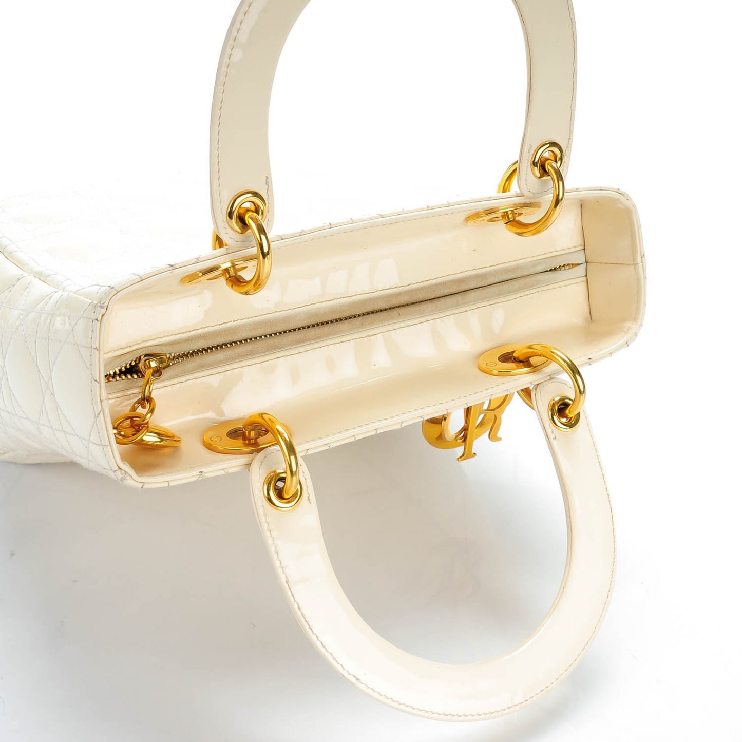 Patent Cannage Medium Lady Dior White