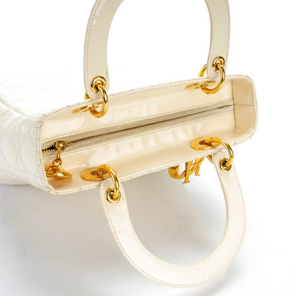 Christian Dior Patent Cannage Medium Lady Dior White 10 of 11