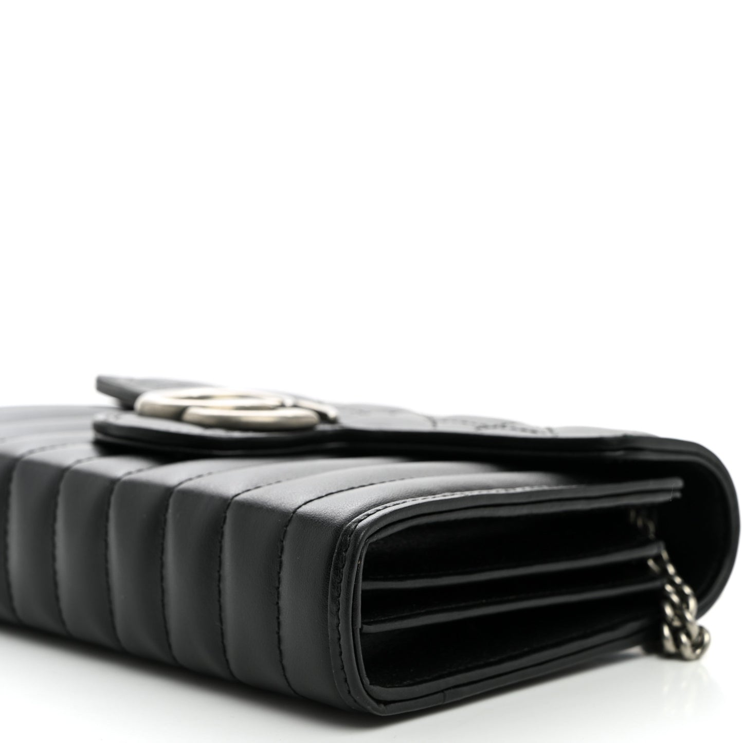 Calfskin Matelasse Aria GG Marmont Chain Wallet Black