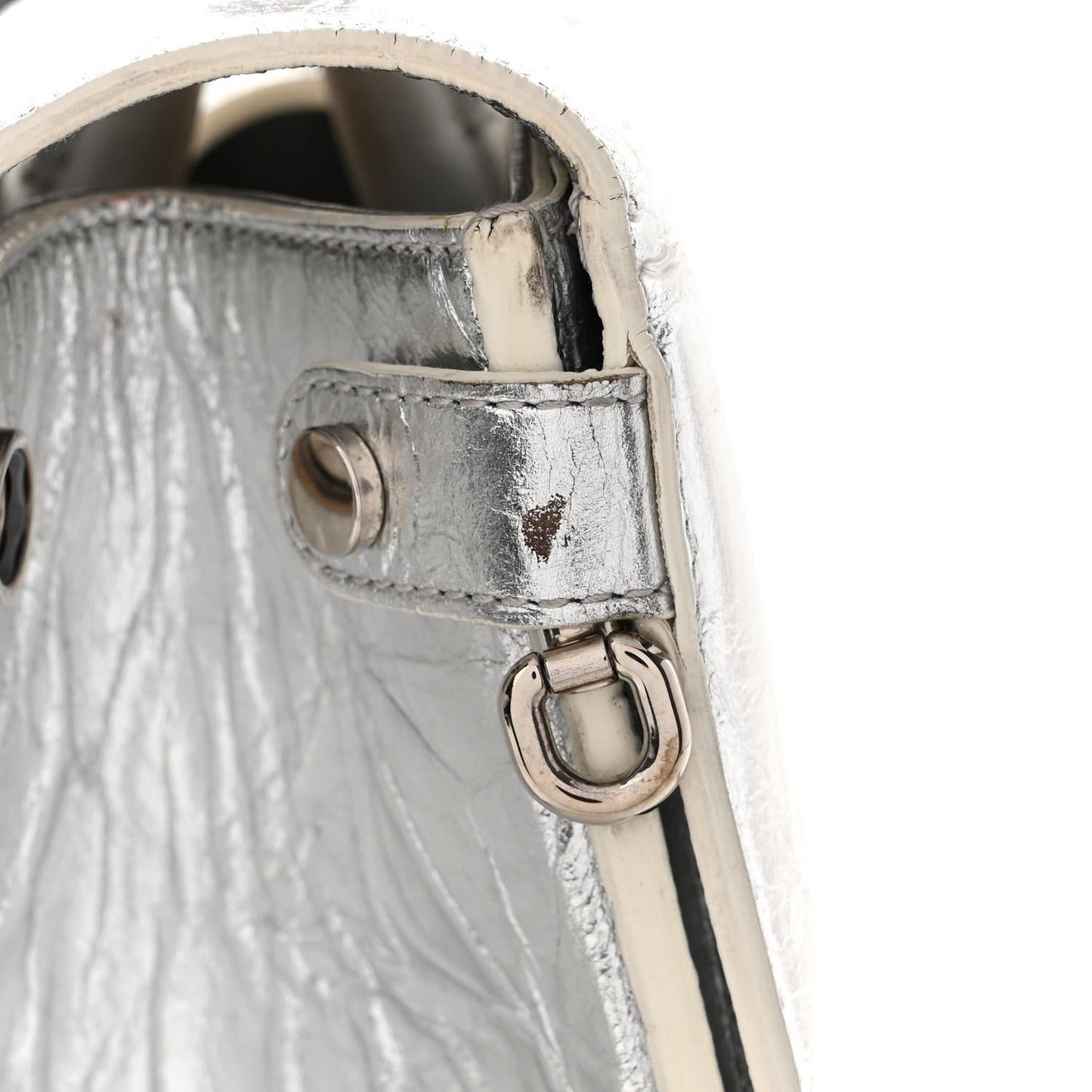 Metallic Calfskin Large Diorever Flap Silver