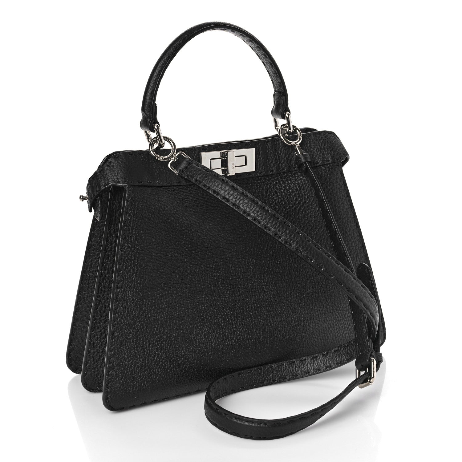 Fendi Cuoio Romano Selleria Chamois Medium Peekaboo I SEE U Satchel Black Camel Sunflower 3 of 8