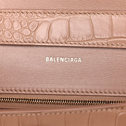 Balenciaga Extra Supple Calfskin Crocodile Embossed XS Downtown Shoulder Bag Nude Beige 6 of 11